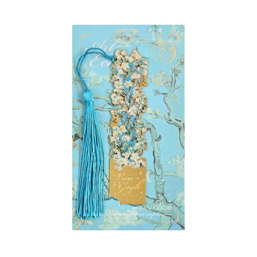 📚✨ Gold Metal Bookmark with Tassel – Van Gogh & Monet Inspired Gift for Book Lovers 🎨