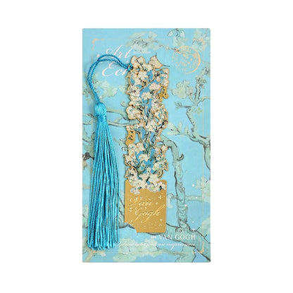 📚✨ Gold Metal Bookmark with Tassel – Van Gogh & Monet Inspired Gift for Book Lovers 🎨