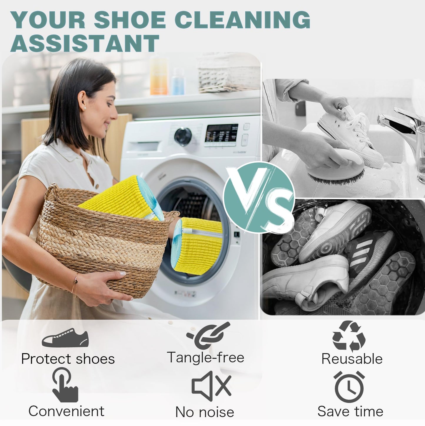 Microfiber Shoe Washing Machine Bag for Sneakers