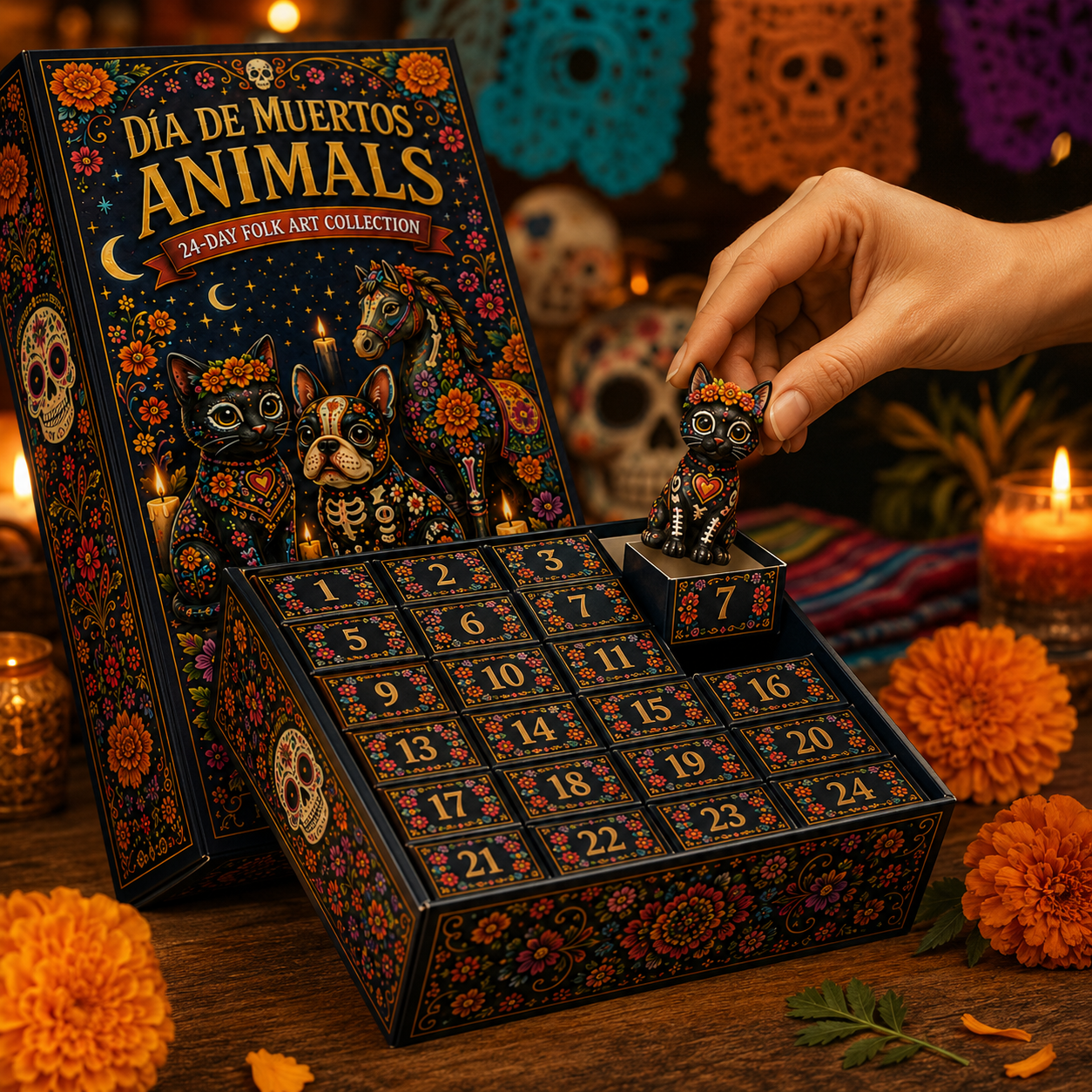 Día de Muertos Animals Advent Calendar 2027 – 24-Day Folk Art Animal Figurine Collection | 24 Unique Collector-Grade Miniatures