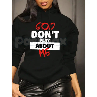 Women's Front Slogan Letter Print Hooded Sweatshirt a?? Casual Graphic Pullover, Trendy Statement Hoodie