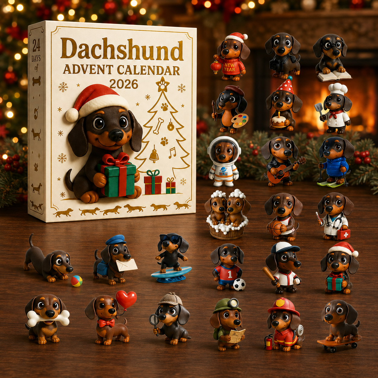 🔥LAST DAY 45% OFF-🐾Christmas Dachshund Advent Calendar