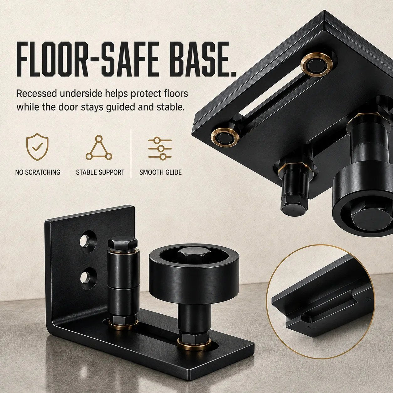 8-in-1 Adjustable Barn Door Floor Guide – Wall-Mount Stay Roller for Smooth, Stable Sliding
