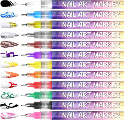 ⏳ LAST DAY SALE 50% OFF! 🎁12 Colors Nail Art Pens Set🎨💅