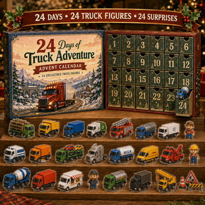 CHRISTMAS KICKOFF 49% OFF - 2026 Truck Adventure Blind Box - 24‑Day Festive Countdown, Truck Figures Blind Box - Gift For Truck Lovers