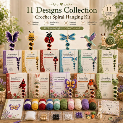 🦋🧶Crochet Spiral Hanging Kit – Beginner-Friendly DIY Garden Animal Decor 🍃
