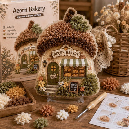 🔥Last Day 48% OFF - ✨🧘Relaxing & Beginner-Friendly-✨Whimsical Village 3D Fabric Poke Art Kit