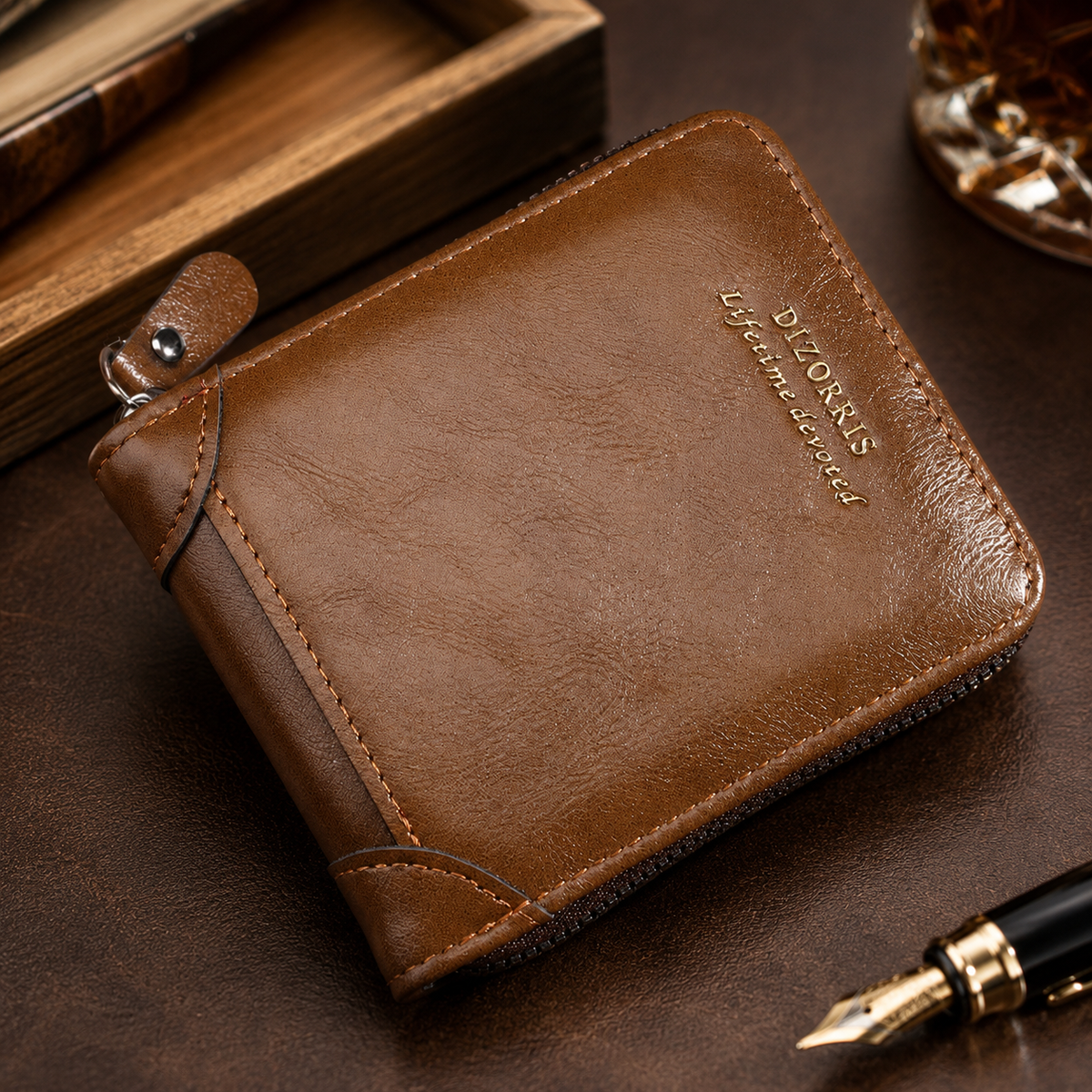 🏆 Last Day Special Price £9.78 !👛Vintage Men's Short Zip-Around Trifold Wallet