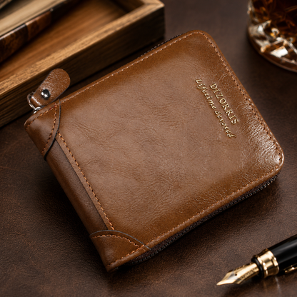 🏆 Last Day Special Price £9.78 !👛Vintage Men's Short Zip-Around Trifold Wallet