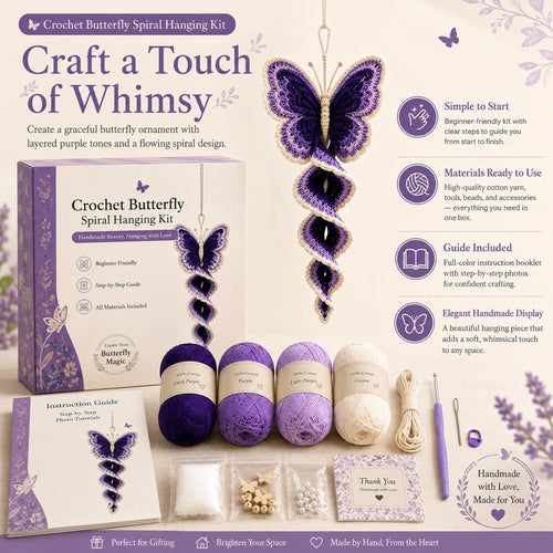 🦋🧶Crochet Spiral Hanging Kit – Beginner-Friendly DIY Garden Animal Decor 🍃