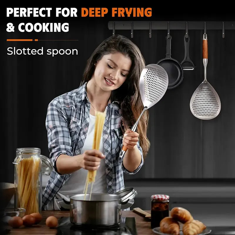 Fine Mesh Stainless Steel Colander - 2026 Upgraded Version Ultra-Fine Filter Mesh with Handle, Oil Filter Spoon, Food Strainer for Kitchen
