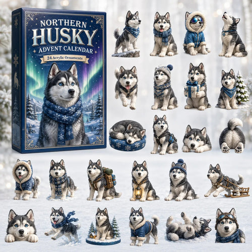 CHRISTMAS KICKOFF 49% OFF - 2026 Siberian Huskies Blind Box - 24‑Day Festive Countdown, Husky Figurines Blind Box - Gift For Husky Lovers