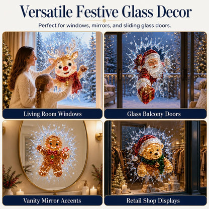 3D crystal Christmas window stickers – Reusable, festive glass decorations