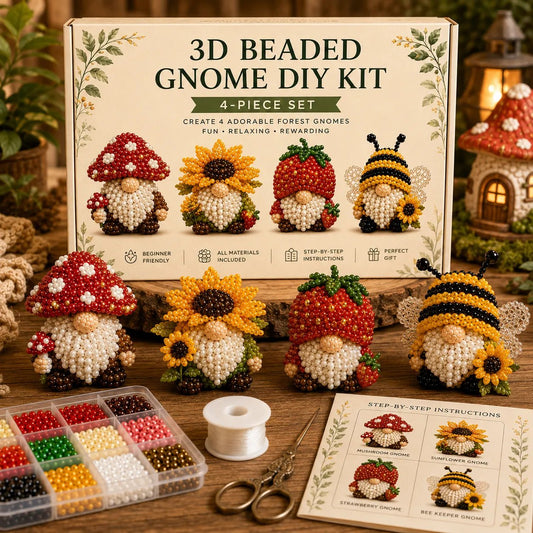 3D Beaded Gnome DIY Bead Kit – 8 Adorable Handmade Gnome Designs Craft Set