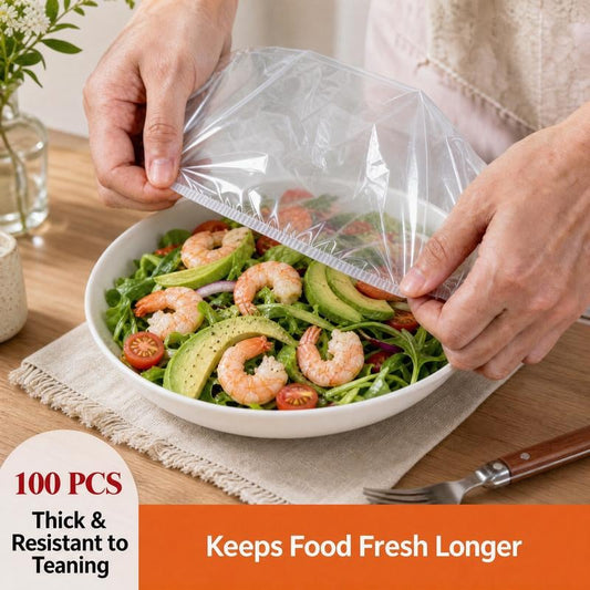 100Pcs Medium Reusable Elastic Plastic Bowl Covers - Kitchen Bread Proofing,