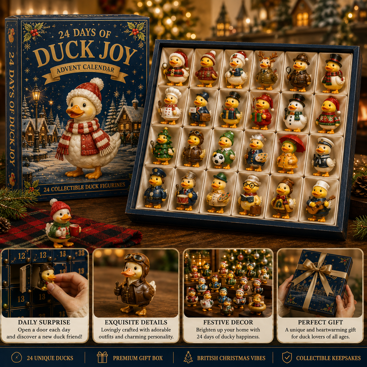 Duck 24-Day Advent Calendar – Christmas Countdown Collectible Figurines