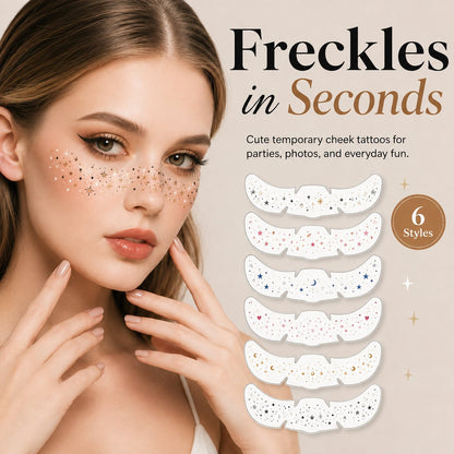 ✨ Temporary Freckle Face Tattoos – 6 Themed Styles for Every Mood