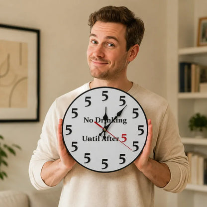Funny 'No Drinking Until After 5' Round Wall Clock