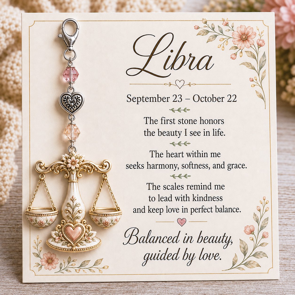 ✨ 12 Zodiac Birthstone Charm Keepsake Card