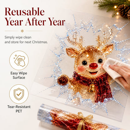3D crystal Christmas window stickers – Reusable, festive glass decorations