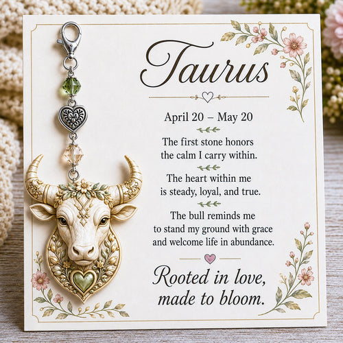 ✨ 12 Zodiac Birthstone Charm Keepsake Card