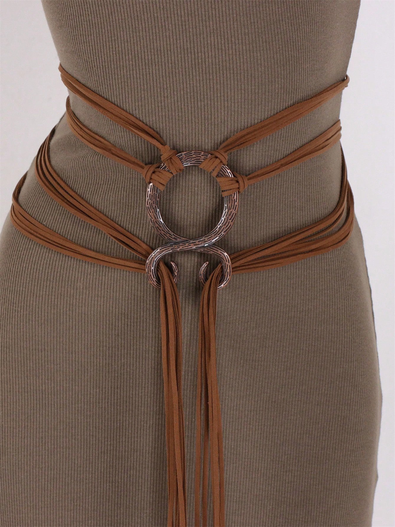 ❤️Medieval Viking Braided Leather Belt Set, with Ring Buckle & Tassel Decorations