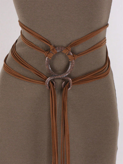 ❤️Medieval Viking Braided Leather Belt Set, with Ring Buckle & Tassel Decorations