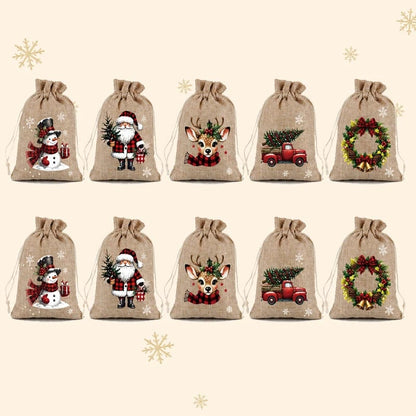 🎄Christmas Drawstring Gift Bags - Pull, Tie, and Make Every Little Gift Feel More Festive🎁