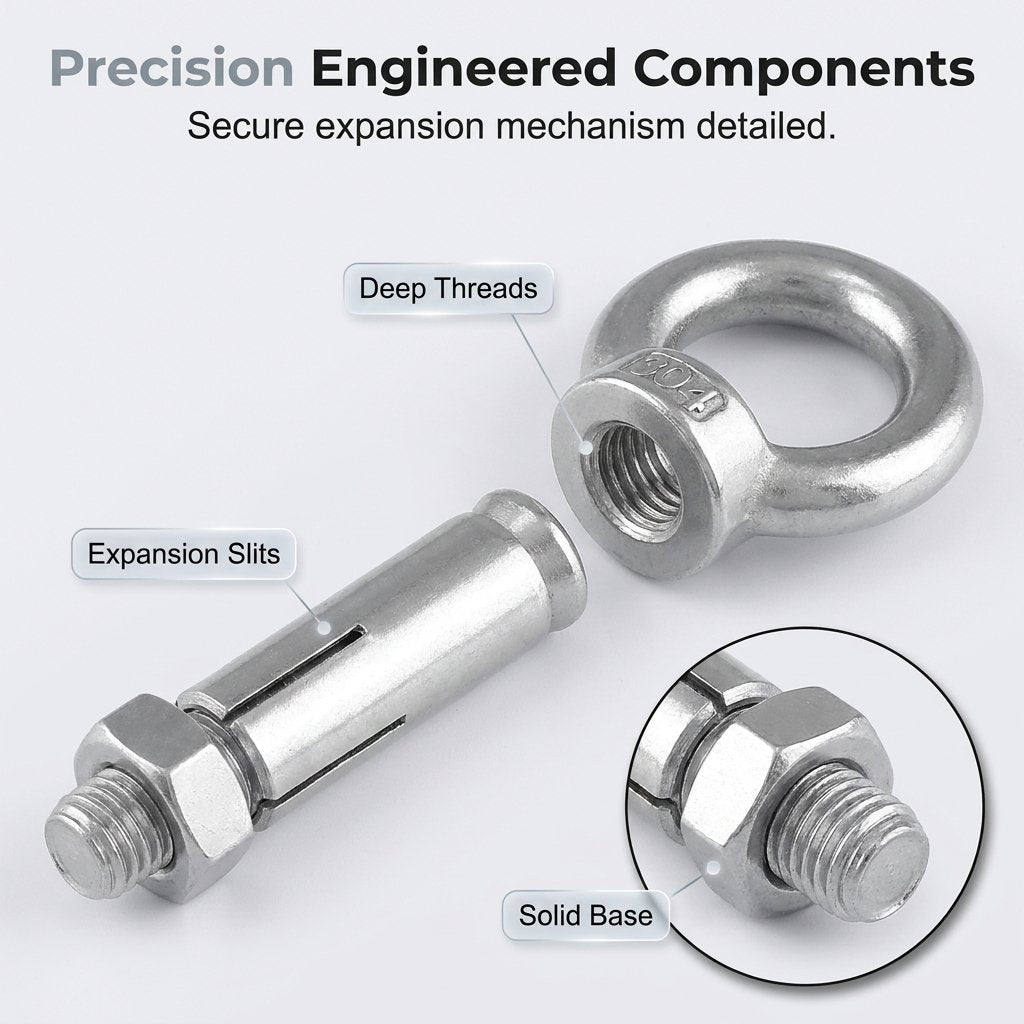 Heavy Duty Expansion Eye Bolts for Secure Concrete Wall Anchoring