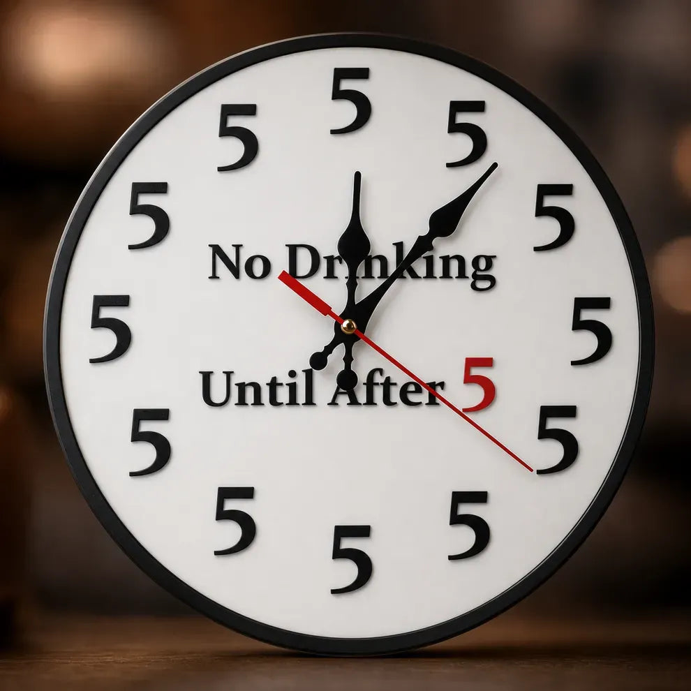 Funny 'No Drinking Until After 5' Round Wall Clock