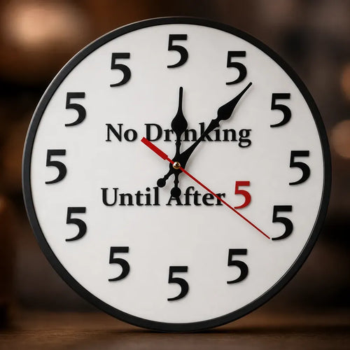 Funny 'No Drinking Until After 5' Round Wall Clock