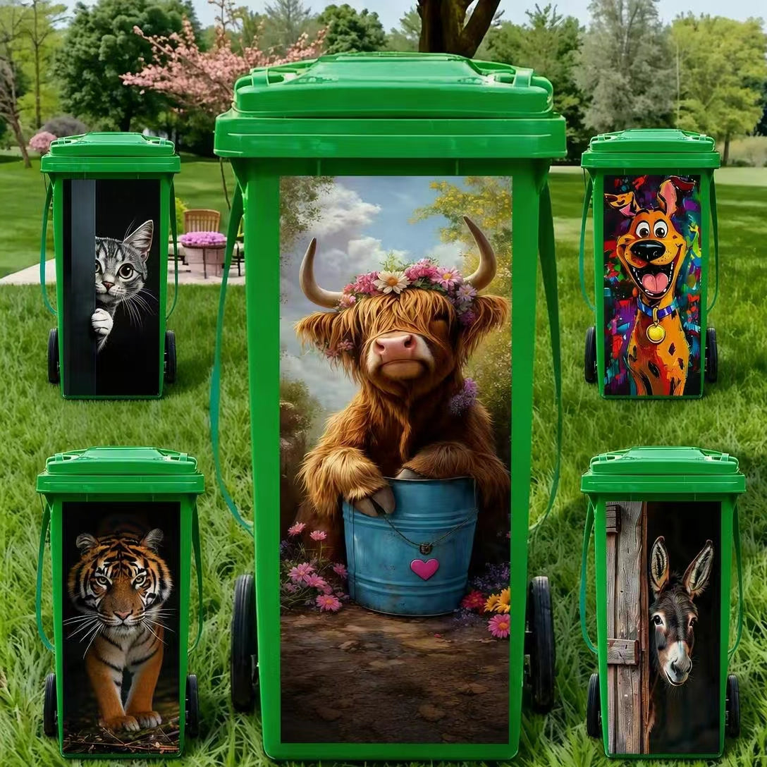 Creative Trash Can Sticker with Colourful Cartoon✨