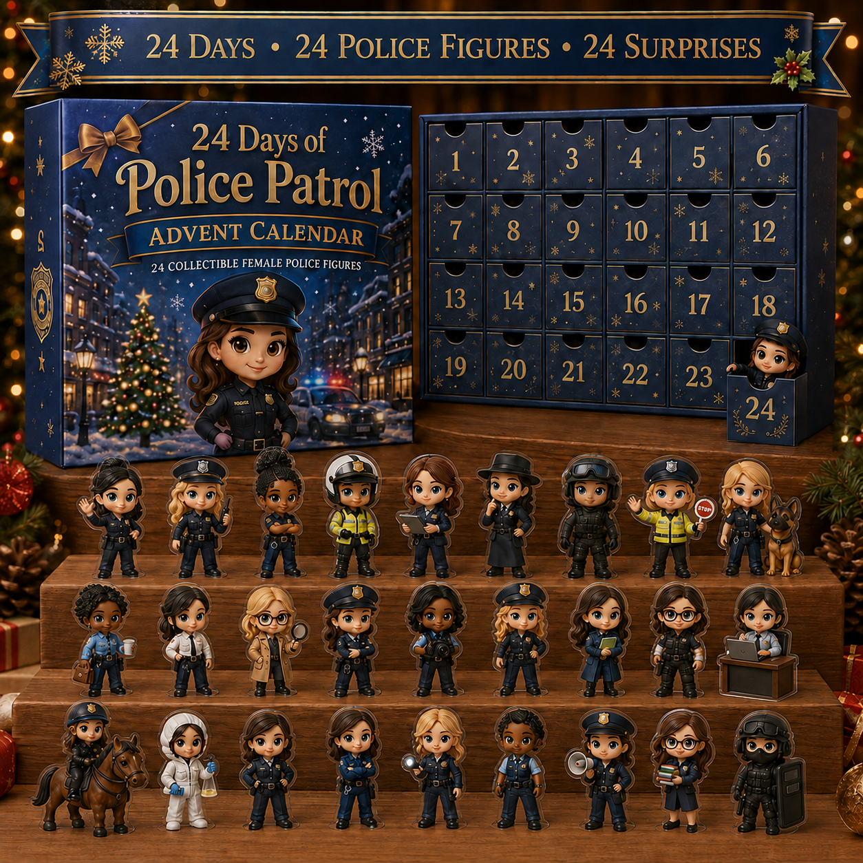 CHRISTMAS KICKOFF 49% OFF - 2026 Police Patrol Blind Box - 24‑Day Festive Countdown, Police Figures Blind Box - Gift For Police Enthusiasts