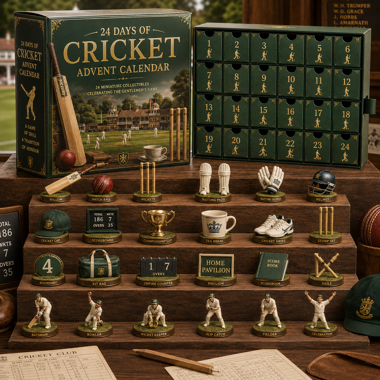 CHRISTMAS KICKOFF 49% OFF - 2026 Days of Cricket Blind Box - 24‑Day Festive Countdown, Cricket Themed Collectible Miniatures Blind Box - Gift For Cricket Sport Lovers