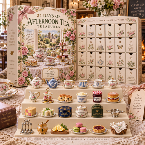 CHRISTMAS KICKOFF 49% OFF - 2026 Afternoon Tea Treasures Advent Calendar - 24‑Day Festive Countdown, British Afternoon Tea Themed Collectible Miniatures Blind Box - Gift For Tea Lovers