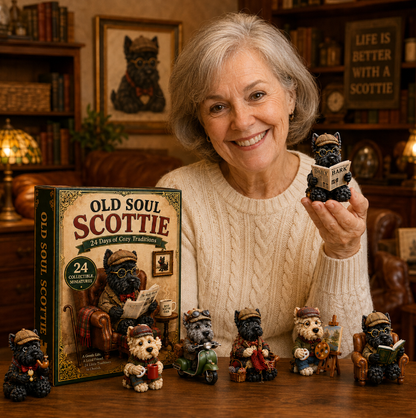 Old Soul Scottie 24-Day Advent Calendar – 24 Adorable Collectible Scottish Terrier Miniatures, Cozy Christmas Countdown Gift for Scottie Lovers & Dog Owners