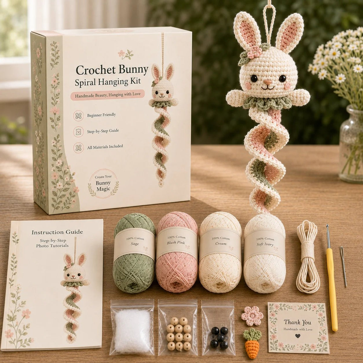 🦋🧶Crochet Spiral Hanging Kit – Beginner-Friendly DIY Garden Animal Decor 🍃