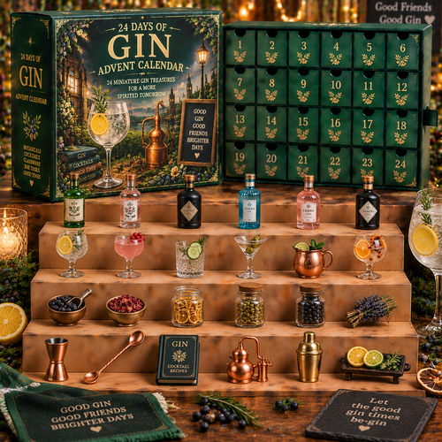CHRISTMAS KICKOFF 49% OFF - 2026 Days of Gin Blind Box - 24‑Day Festive Countdown, Gin Themed Collectible Miniatures Blind Box - Gift For Gin & Cocktail Lovers