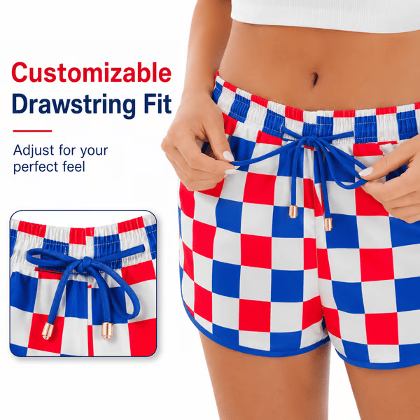 🇺🇸 Patriotic Checkered Casual Shorts for Women