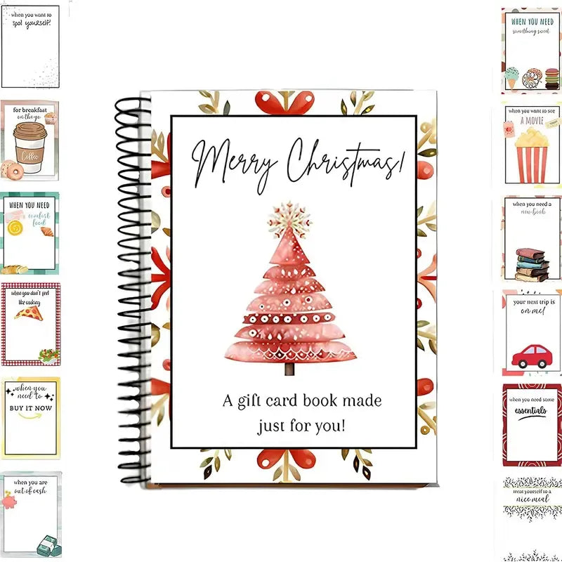 🔥⏰ LAST DAY SALE ONLY￡9.99!! 🎅Christmas Gift Card Booklet -👍DIY Spiral-Bound Christmas Gift Card Holder Book