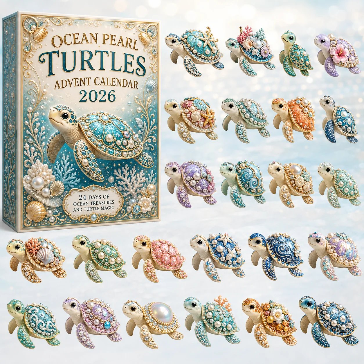 🏆Limited Time Sale 49% OFF🎁🐢 Ocean Pearl Turtles Advent Calendar 2026