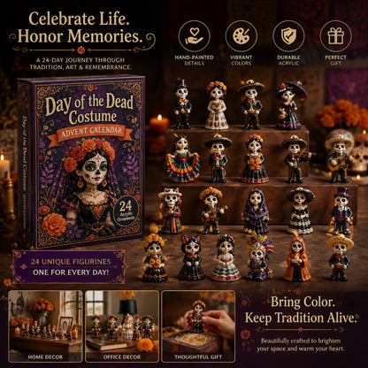 CHRISTMAS KICKOFF 49% OFF - 2026 Day of the Dead Costume Blind Box - 24‑Day Festive Countdown, Acrylic Ornaments Blind Box - Gift For Mexican Culture Lovers