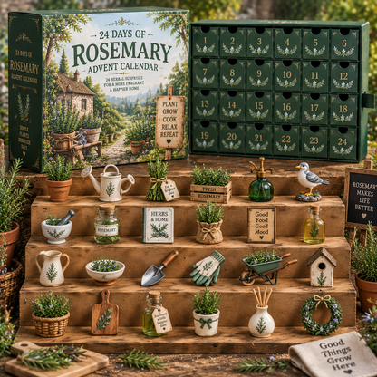 CHRISTMAS KICKOFF 49% OFF - 2026 Days of Rosemary Blind Box - 24‑Day Festive Countdown, Rosemary Themed Collectible Miniatures Blind Box - Gift For Herb & Garden Lovers