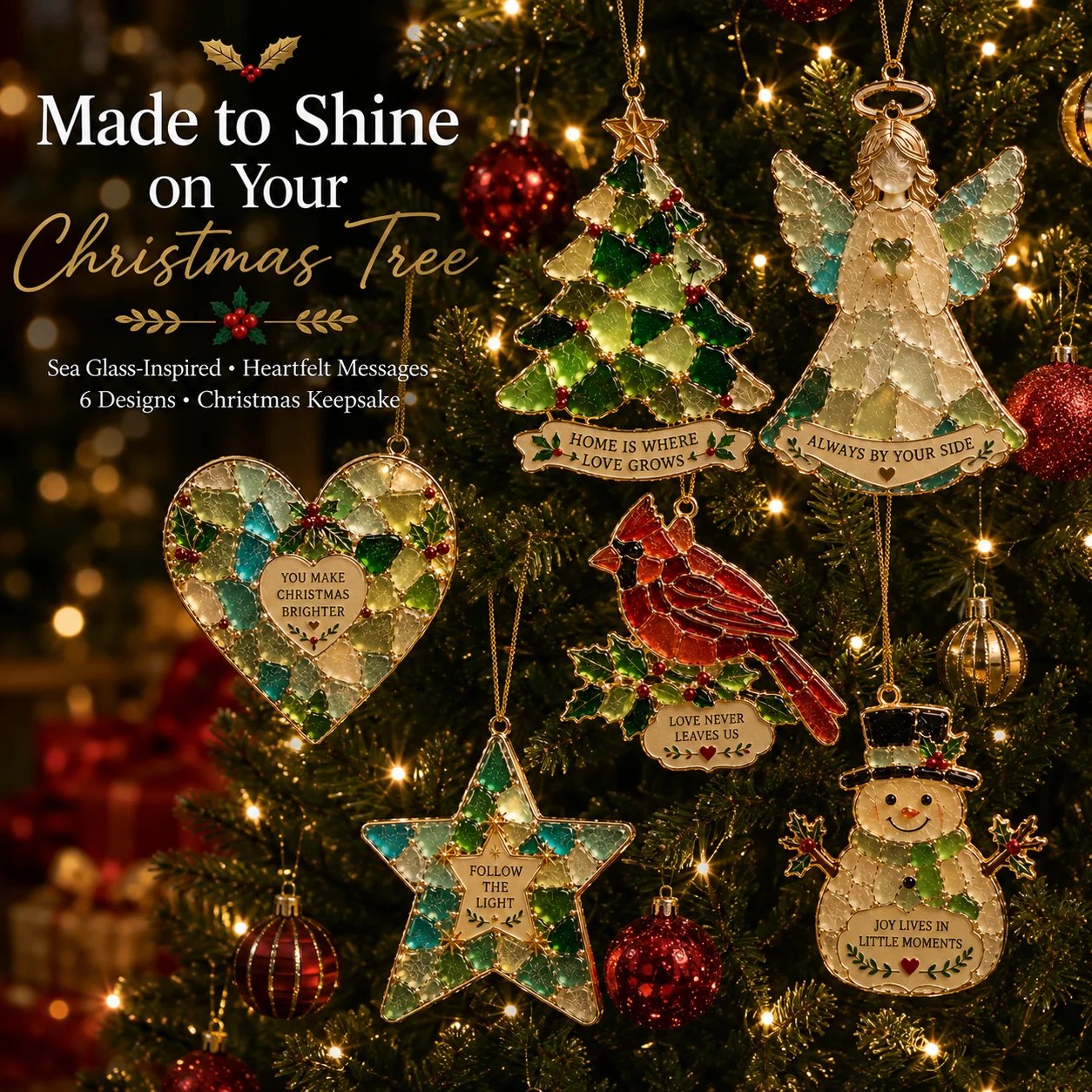 🎄 Sea Glass Christmas Blessing Ornaments