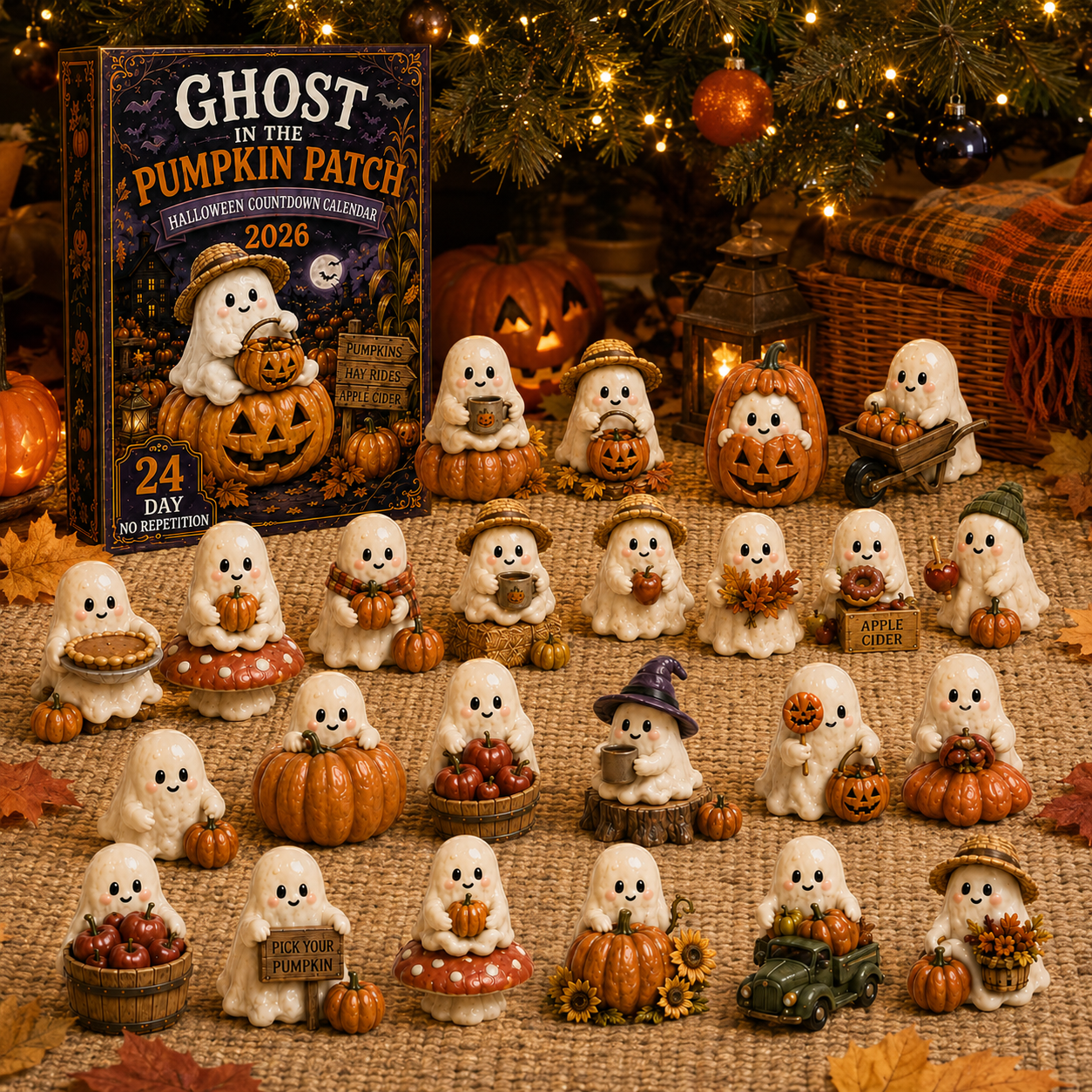 Ghost in the Pumpkin Patch Advent Calendar 2027 – 24 Unique Halloween Ghost Miniatures,