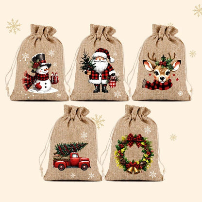 🎄Christmas Drawstring Gift Bags - Pull, Tie, and Make Every Little Gift Feel More Festive🎁