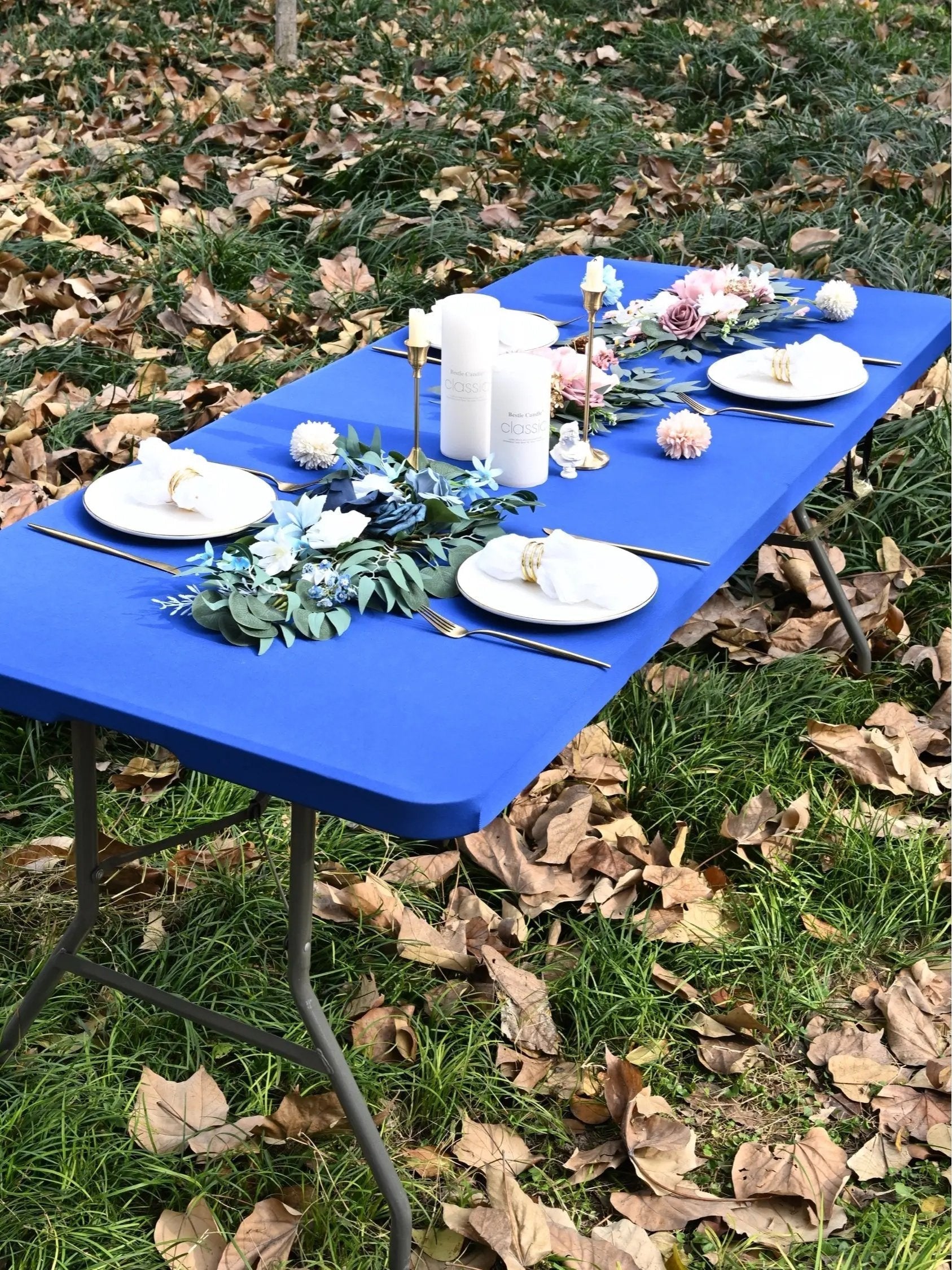 🌸 LIMITED TIME 60% OFF! ✨Pack Stretch Fabric Table Top Cap Cover, fits 4ft/6ft/8ft Tables