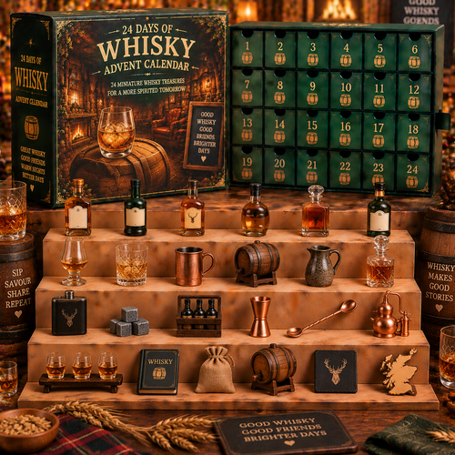 CHRISTMAS KICKOFF 49% OFF - 2026 Days of Whisky Blind Box - 24‑Day Festive Countdown, Whisky Themed Collectible Miniatures Blind Box - Gift For Whisky & Bar Enthusiasts