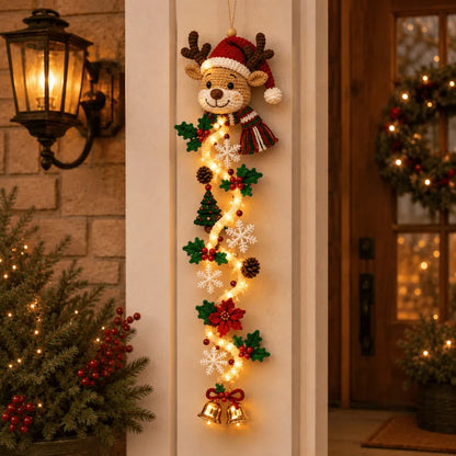 🎄Glowing Christmas Door Hanger – Light-Up Vertical Holiday Decor with Festive Designs