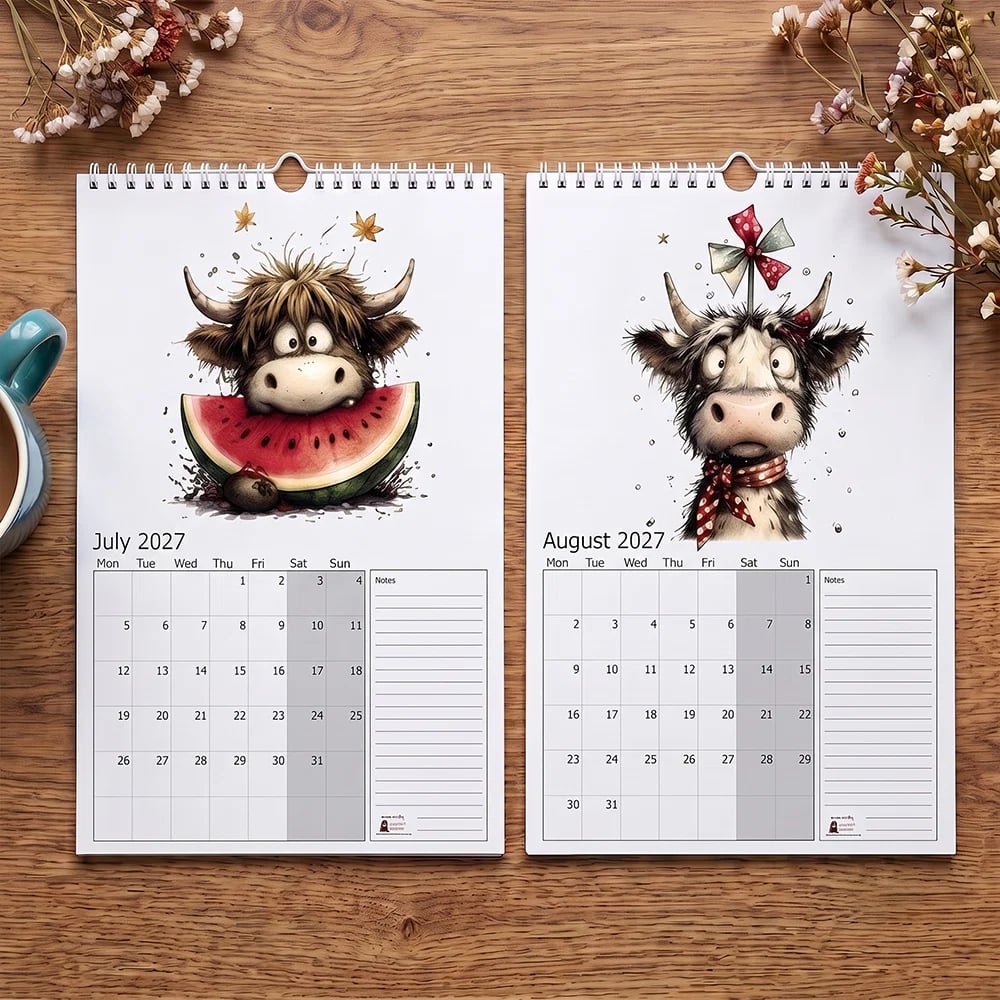 2027 Cute Highland Cow Wall Calendar 🐮 | Life Is Better With A Highland Cow ⭐